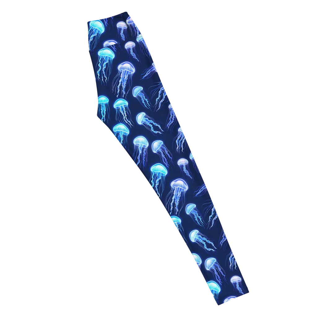 Electric Jellyfish on Yoga Leggings — Right