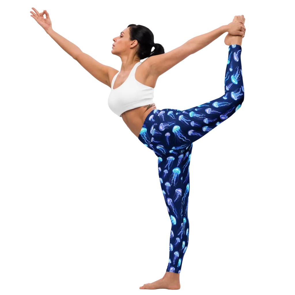 Electric Jellyfish on Yoga Leggings — Left