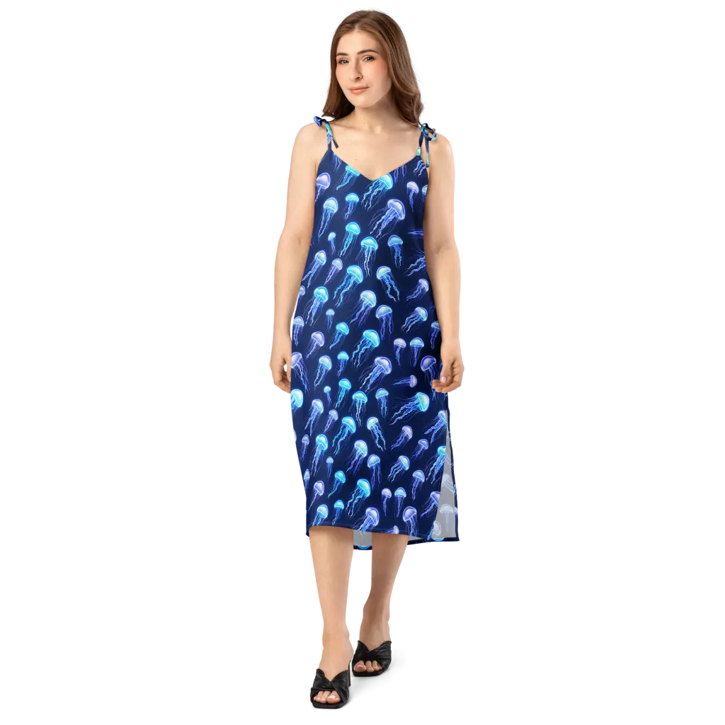 Electric Jellyfish on Slip Dress — Front