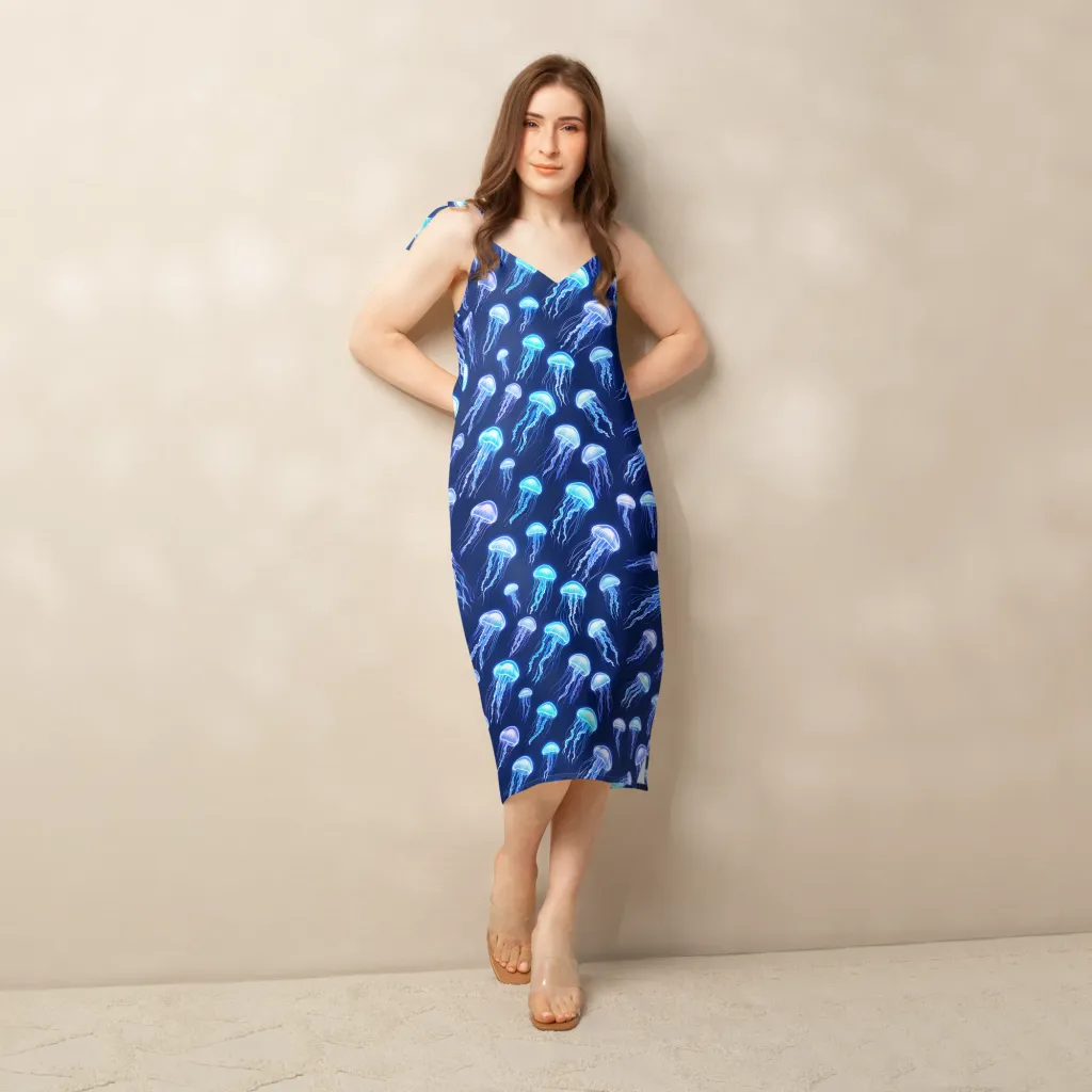 Electric Jellyfish on Slip Dress — Front
