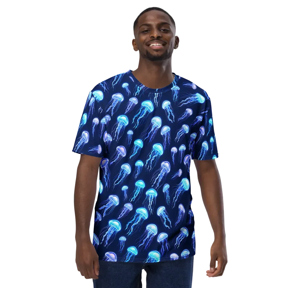 Electric Jellyfish on Men's Crew Neck T-Shirt — Front