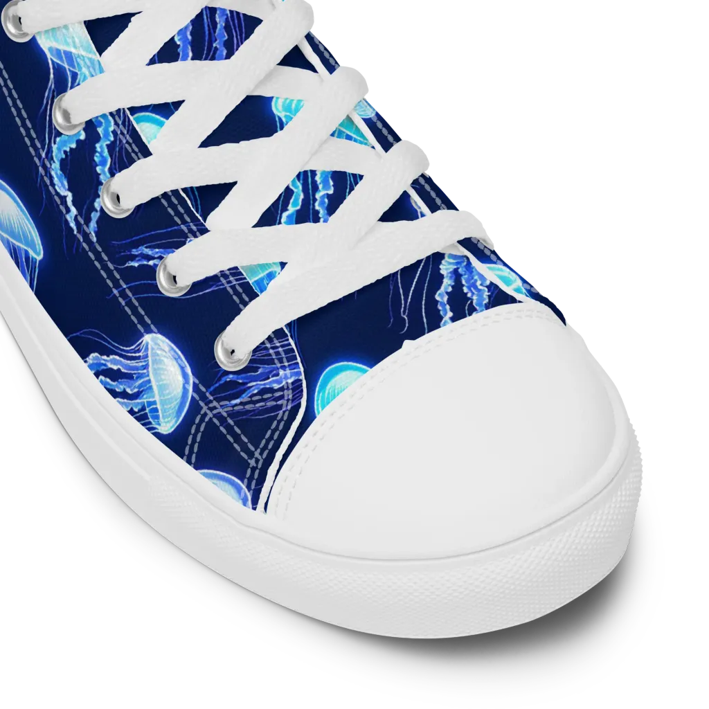 Electric Jellyfish on Women's High Top Canvas Shoes — Product details