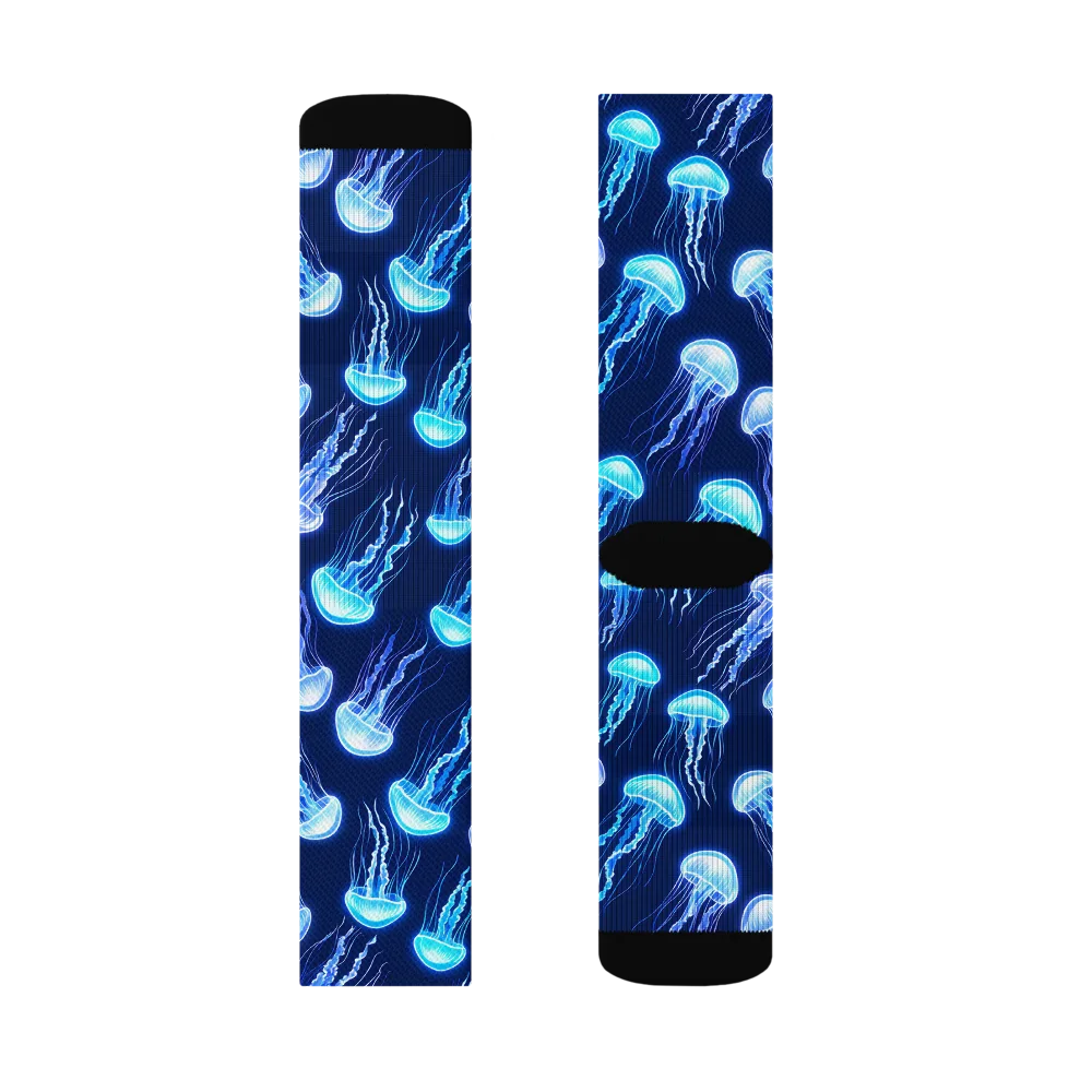 Electric Jellyfish on Socks — Left Sock
