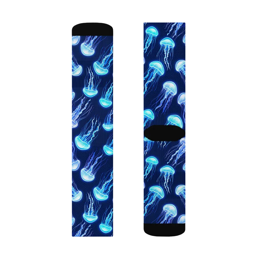 Electric Jellyfish on Socks — Right Sock
