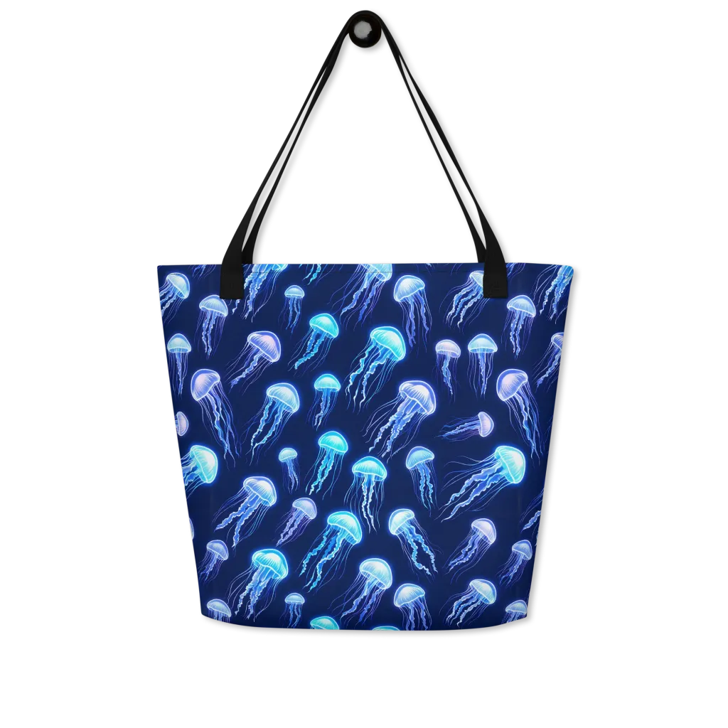 Electric Jellyfish on Large Tote Bag W/ Pocket — Front