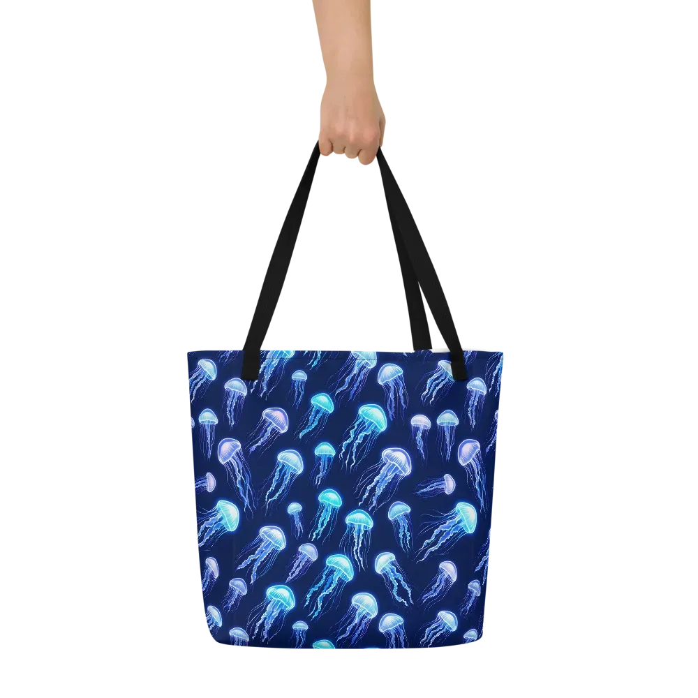 Electric Jellyfish on Large Tote Bag W/ Pocket — Front