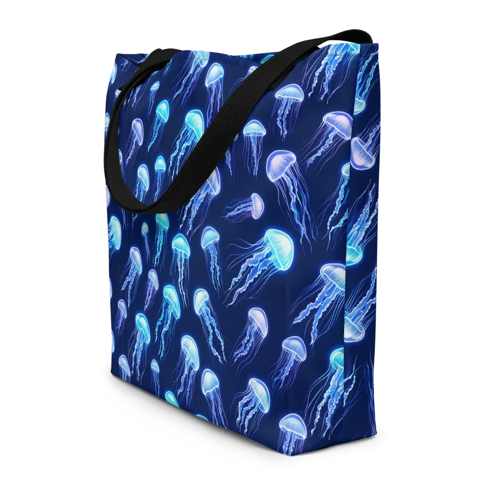 Electric Jellyfish on Large Tote Bag W/ Pocket — Front