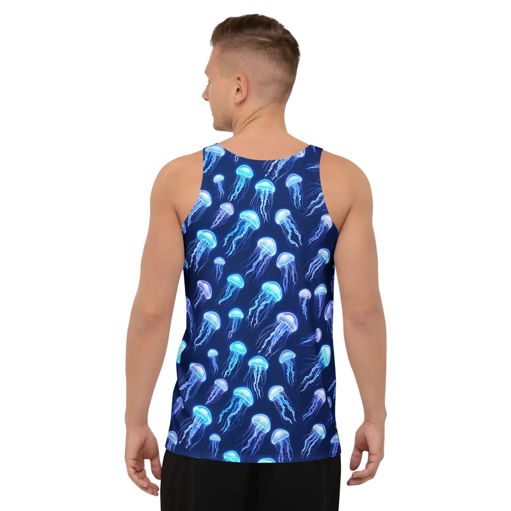 Electric Jellyfish on Men's Tank Top — Back