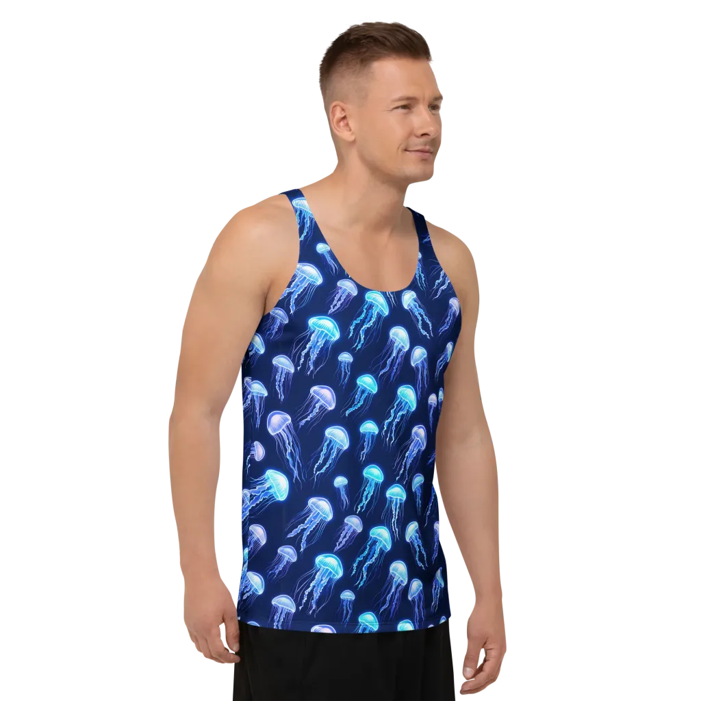 Electric Jellyfish on Men's Tank Top — Right Front