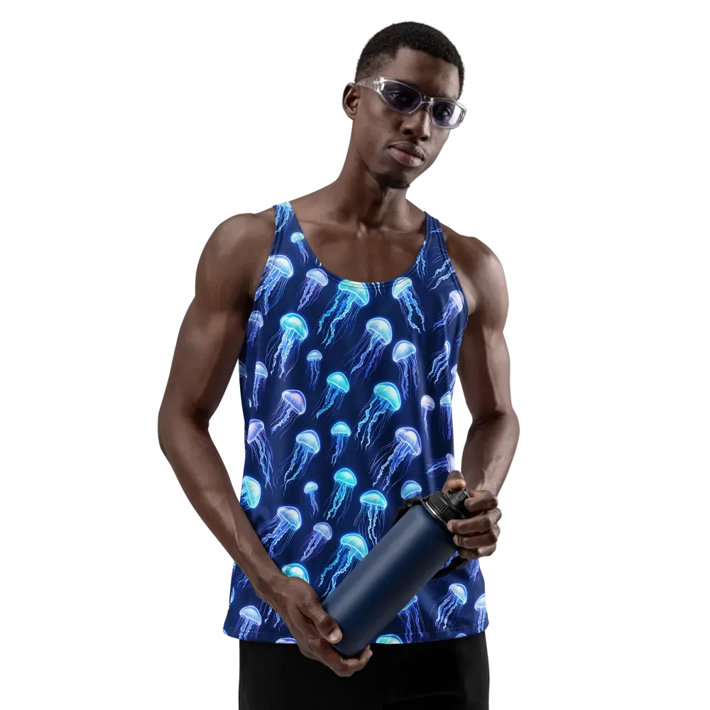 Electric Jellyfish on Men's Tank Top — Front