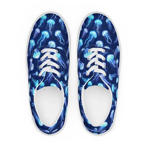 Electric Jellyfish on a Men's Lace-Up Canvas Shoes