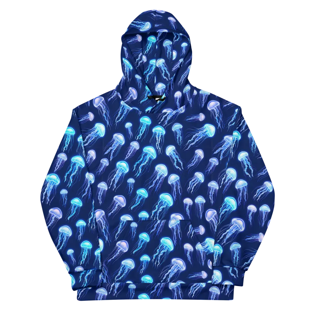 Electric Jellyfish on Cotton Hoodie — Front