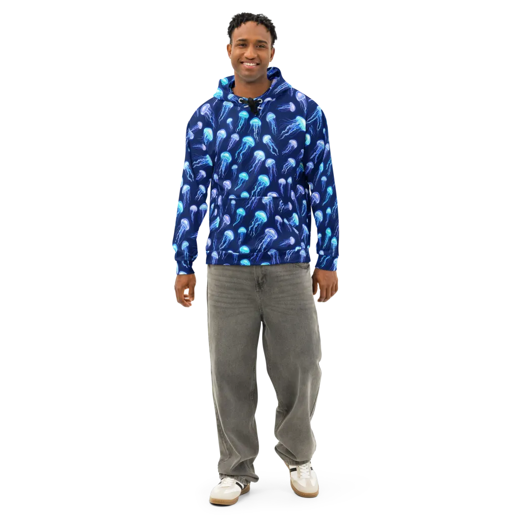 Electric Jellyfish on Cotton Hoodie — Front