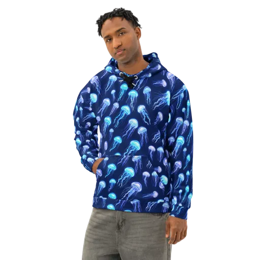 Electric Jellyfish on a Cotton Hoodie