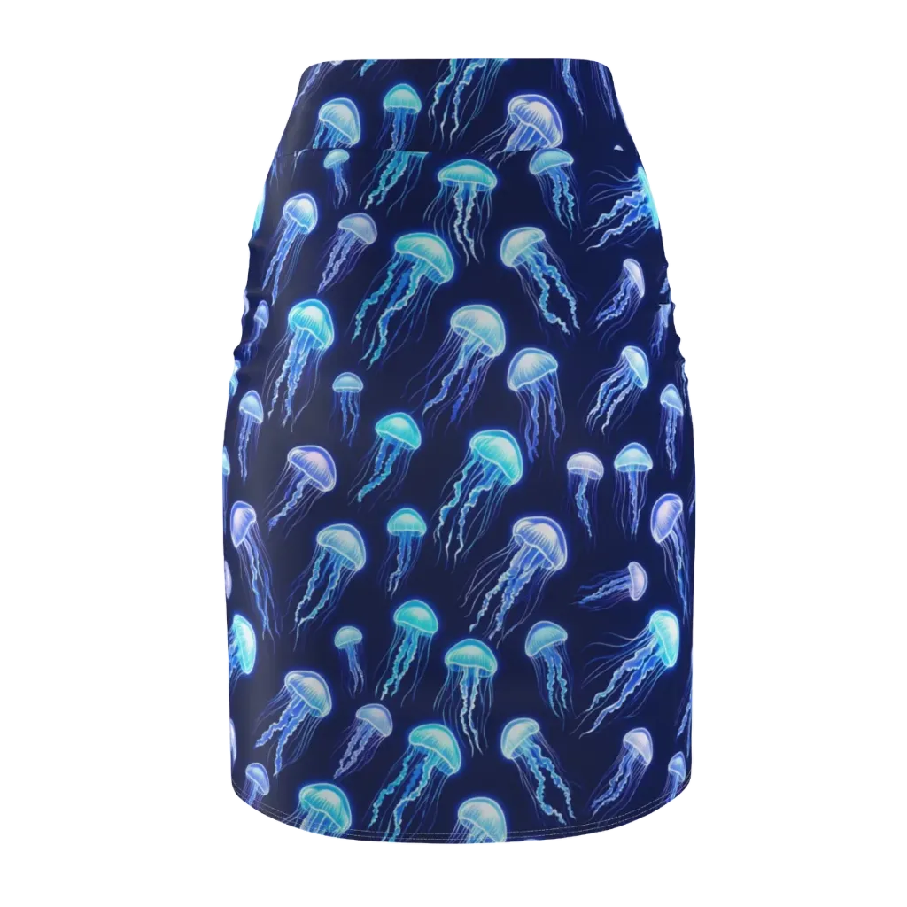 Electric Jellyfish on Pencil Skirt — Back