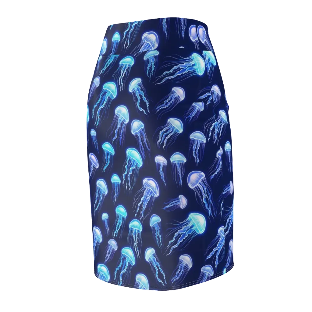 Electric Jellyfish on Pencil Skirt — Back Side