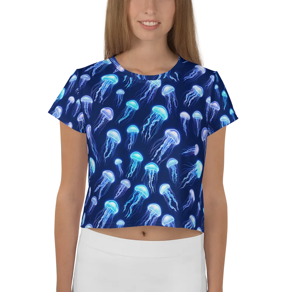 Electric Jellyfish on Crop Tee — Front