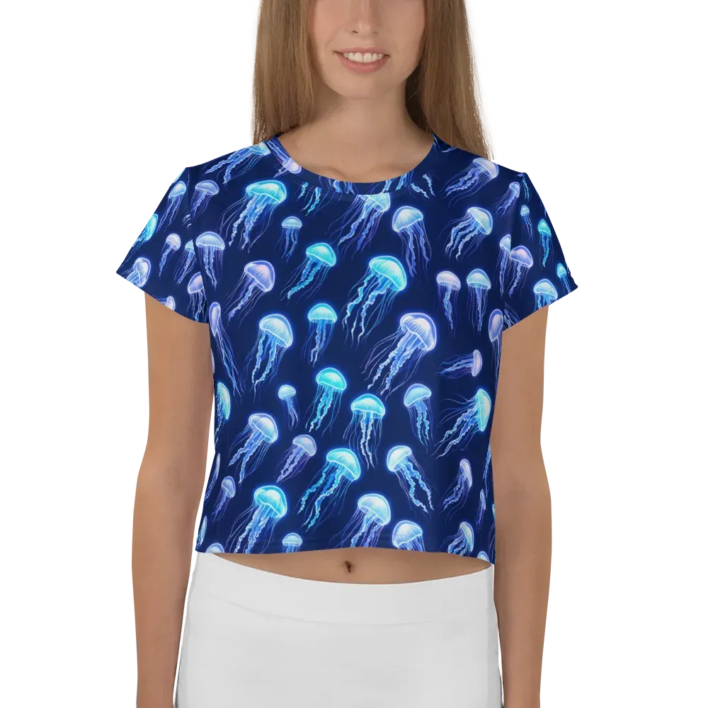 Electric Jellyfish on Crop Tee — Front