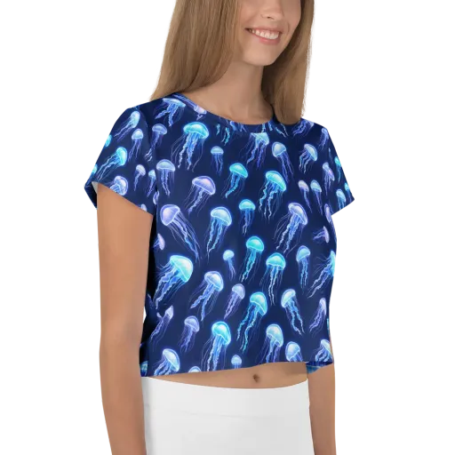 Electric Jellyfish on a Crop Tee