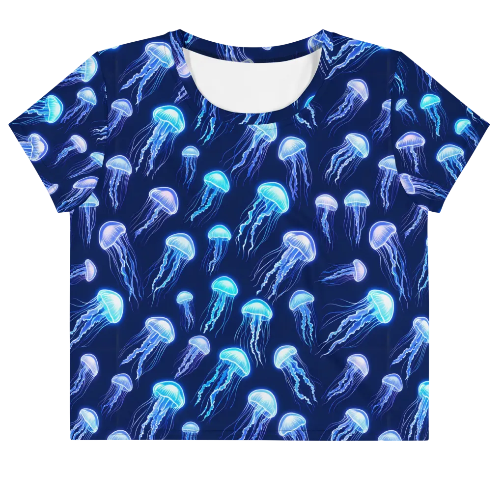 Electric Jellyfish on Crop Tee — Front