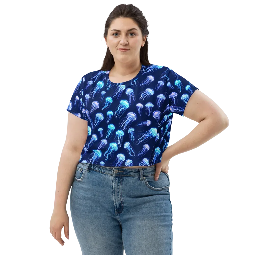 Electric Jellyfish on Crop Tee — Front