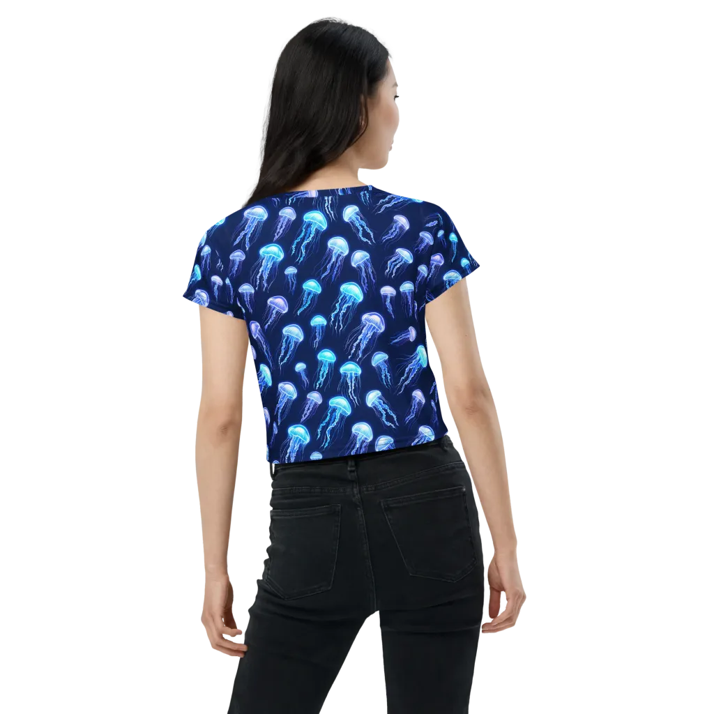 Electric Jellyfish on Crop Tee — Back