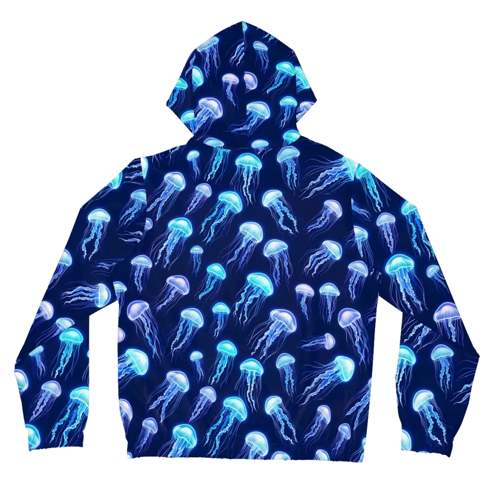 Electric Jellyfish on Women's Full-Zip Hoodie — Back