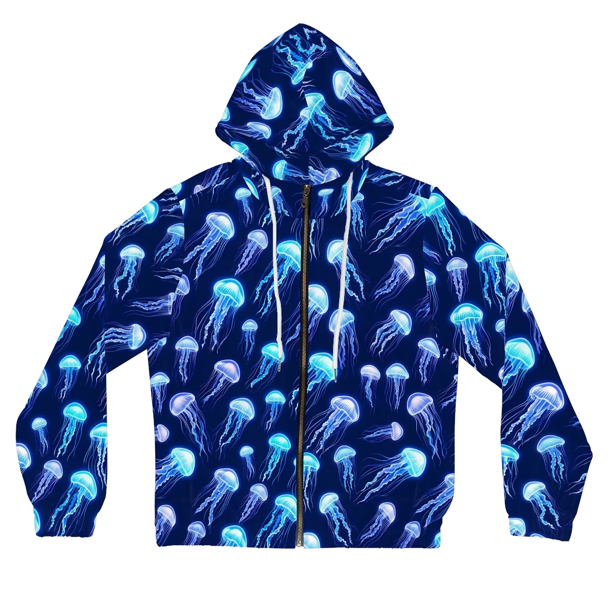 Electric Jellyfish on Women's Full-Zip Hoodie — Front