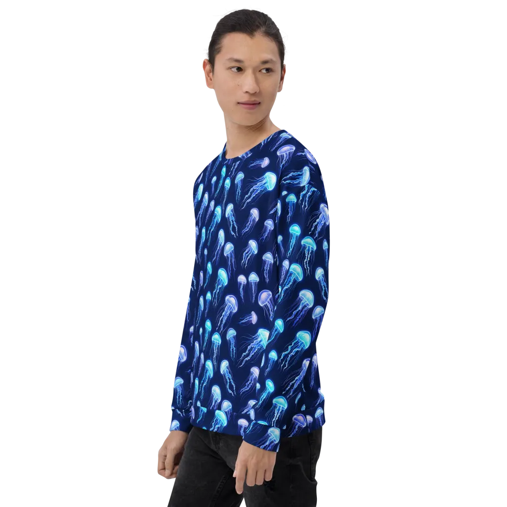 Electric Jellyfish on Sweatshirt — Left Front