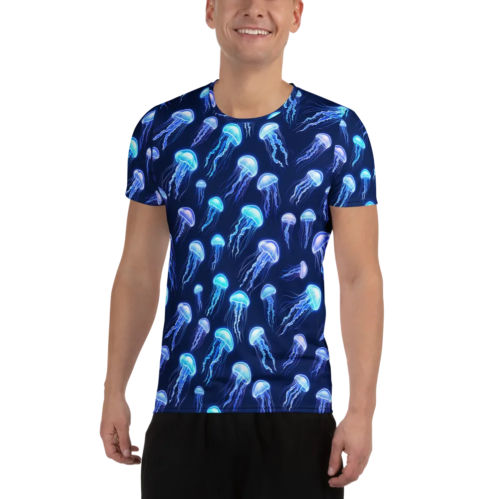 Electric Jellyfish on Men's Athletic T-Shirt — Front