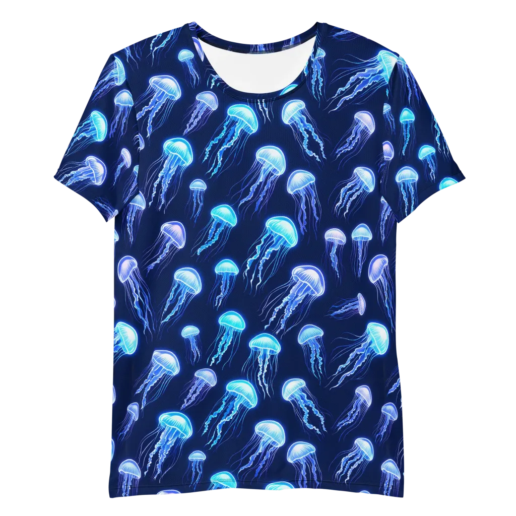 Electric Jellyfish on Men's Athletic T-Shirt — Front