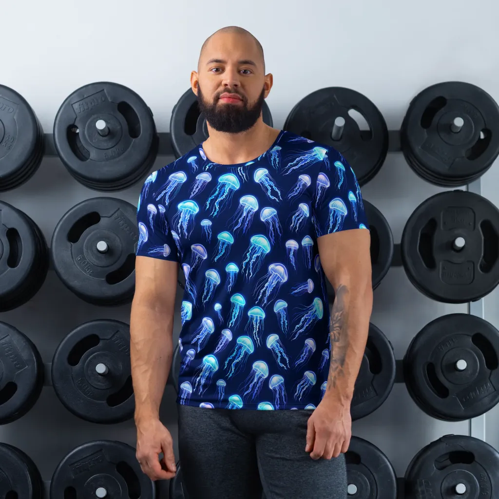 Electric Jellyfish on Men's Athletic T-Shirt — Front