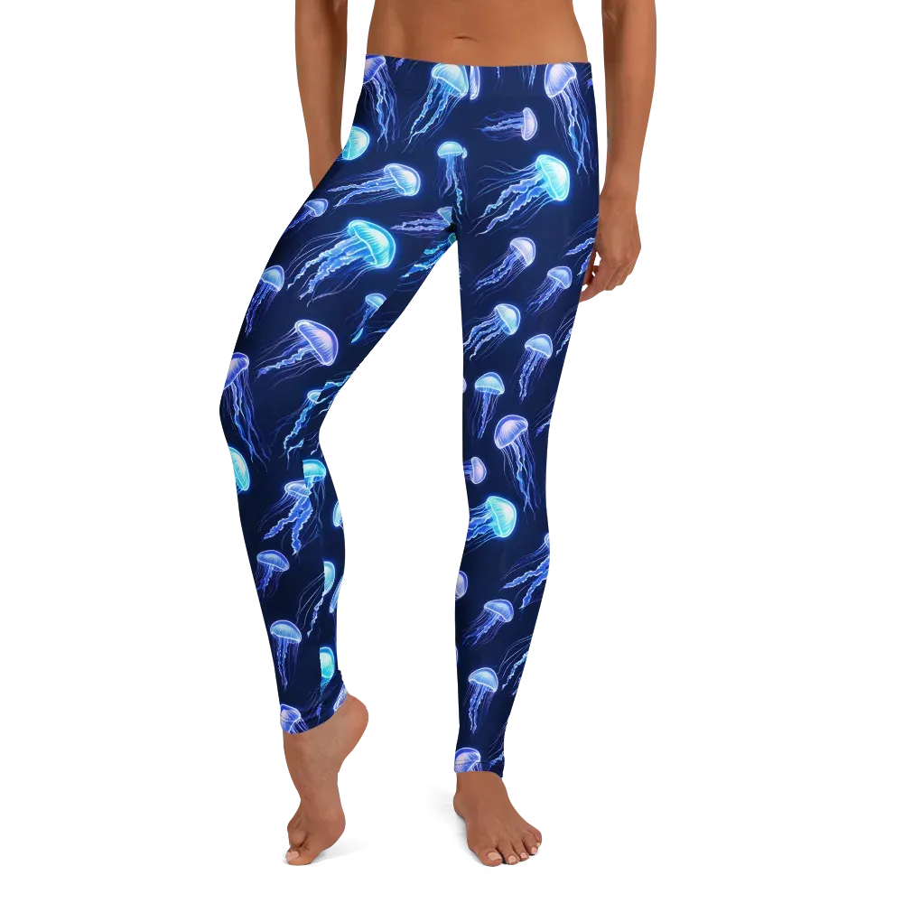 Electric Jellyfish on Leggings — Front