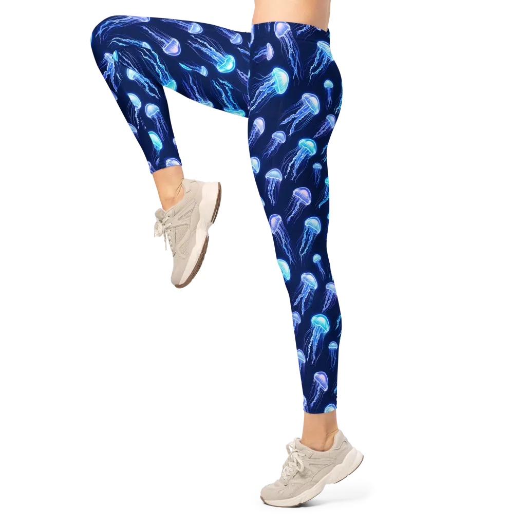 Electric Jellyfish on Leggings — Left