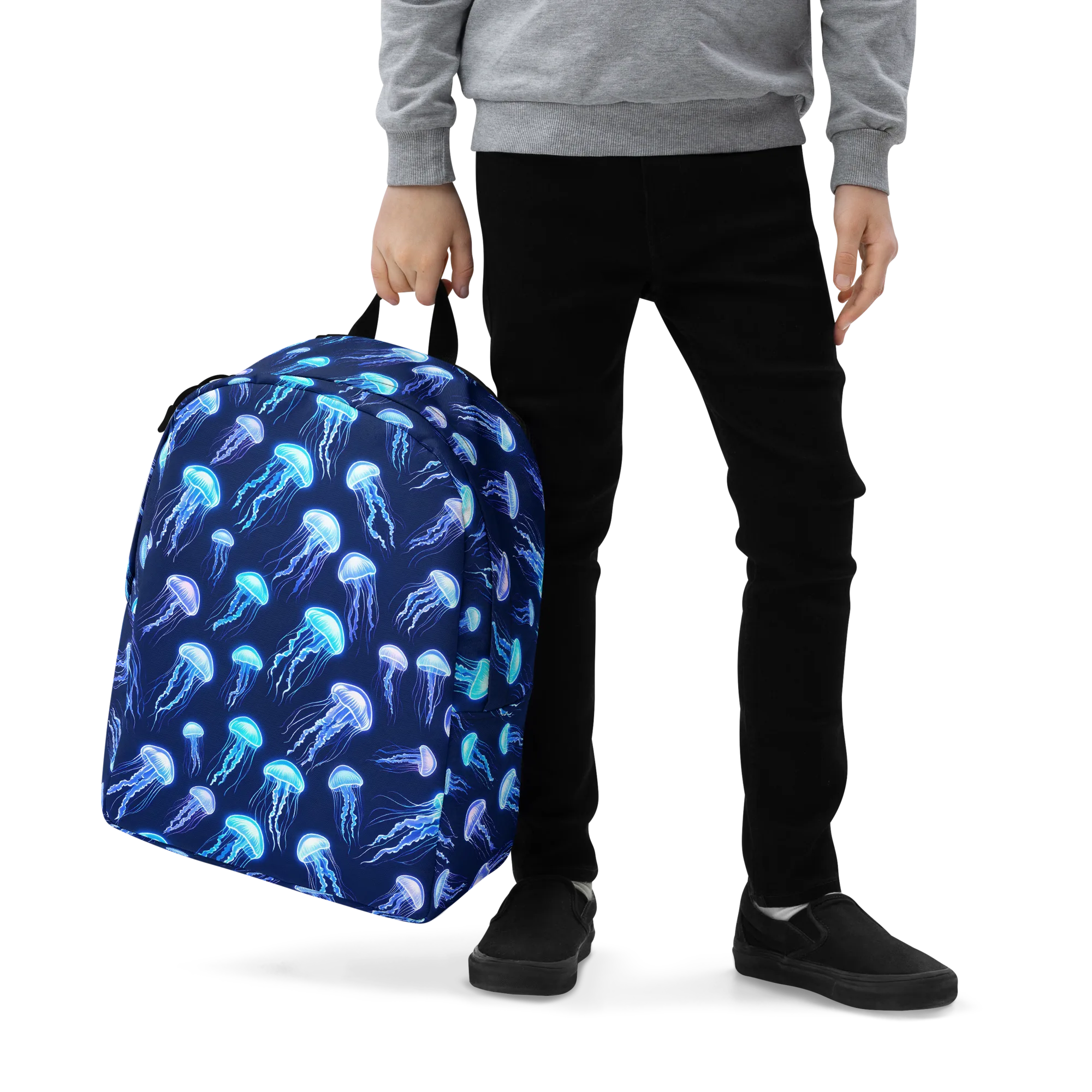 Electric Jellyfish on Minimalist Backpack — Zoomed-in