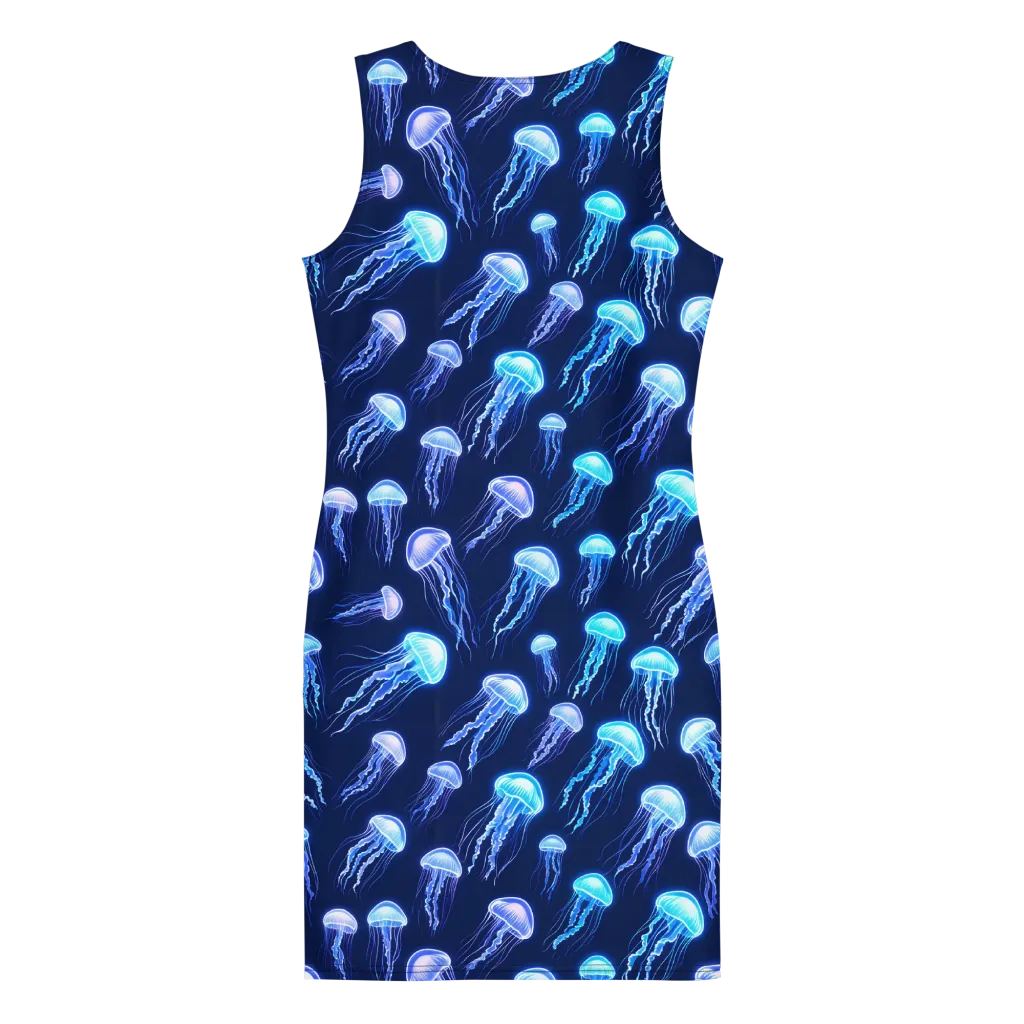 Electric Jellyfish on Bodycon Dress — Back