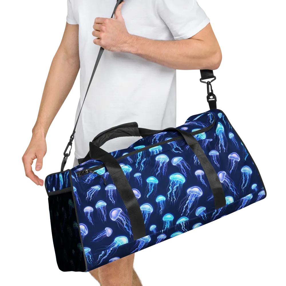 Electric Jellyfish on Duffle Bag — Right Front