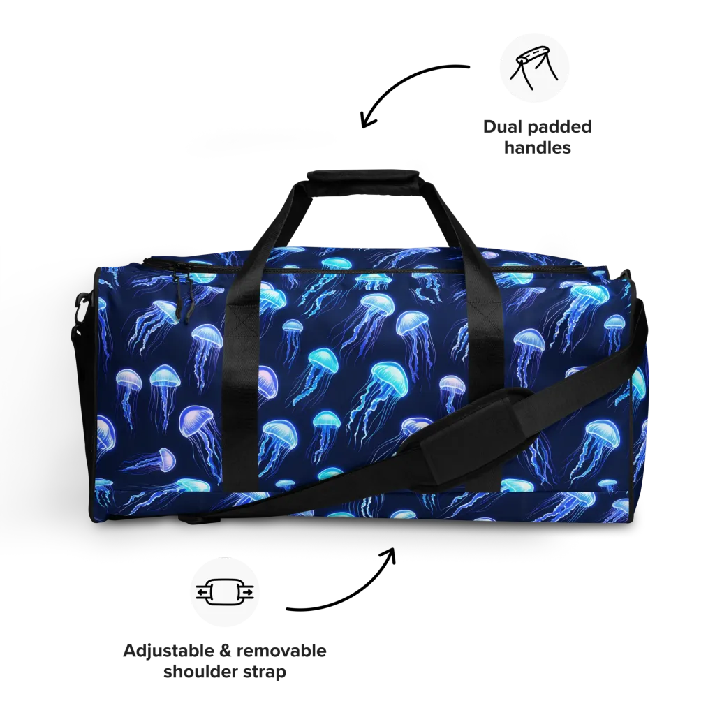 Electric Jellyfish on Duffle Bag — Front