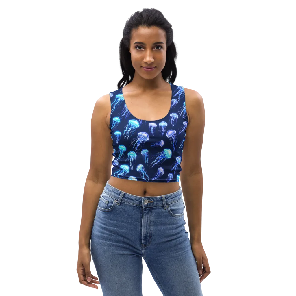 Electric Jellyfish on Crop Top — Front