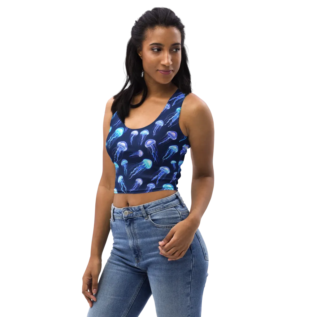 Electric Jellyfish on Crop Top — Left Front