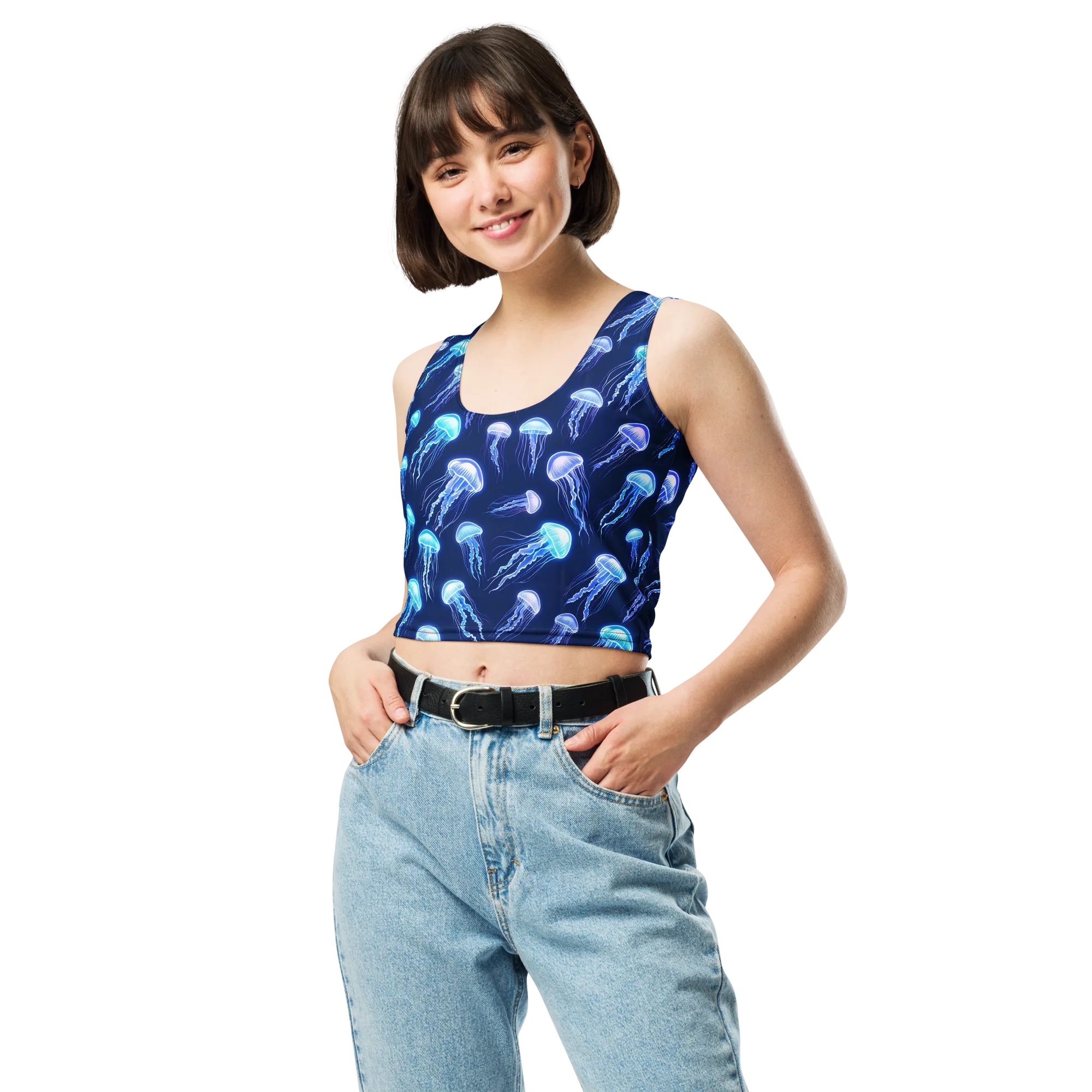 Electric Jellyfish on Crop Top — Front