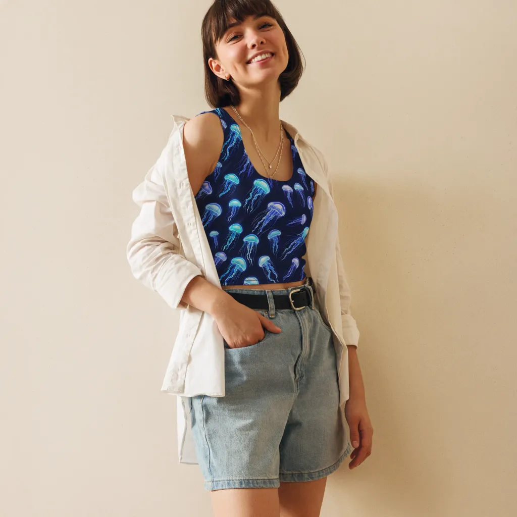 Electric Jellyfish on Crop Top — Front