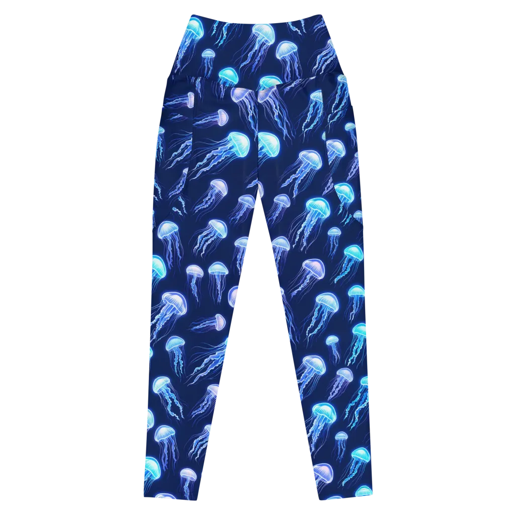 Electric Jellyfish on Leggings with Pockets — Front