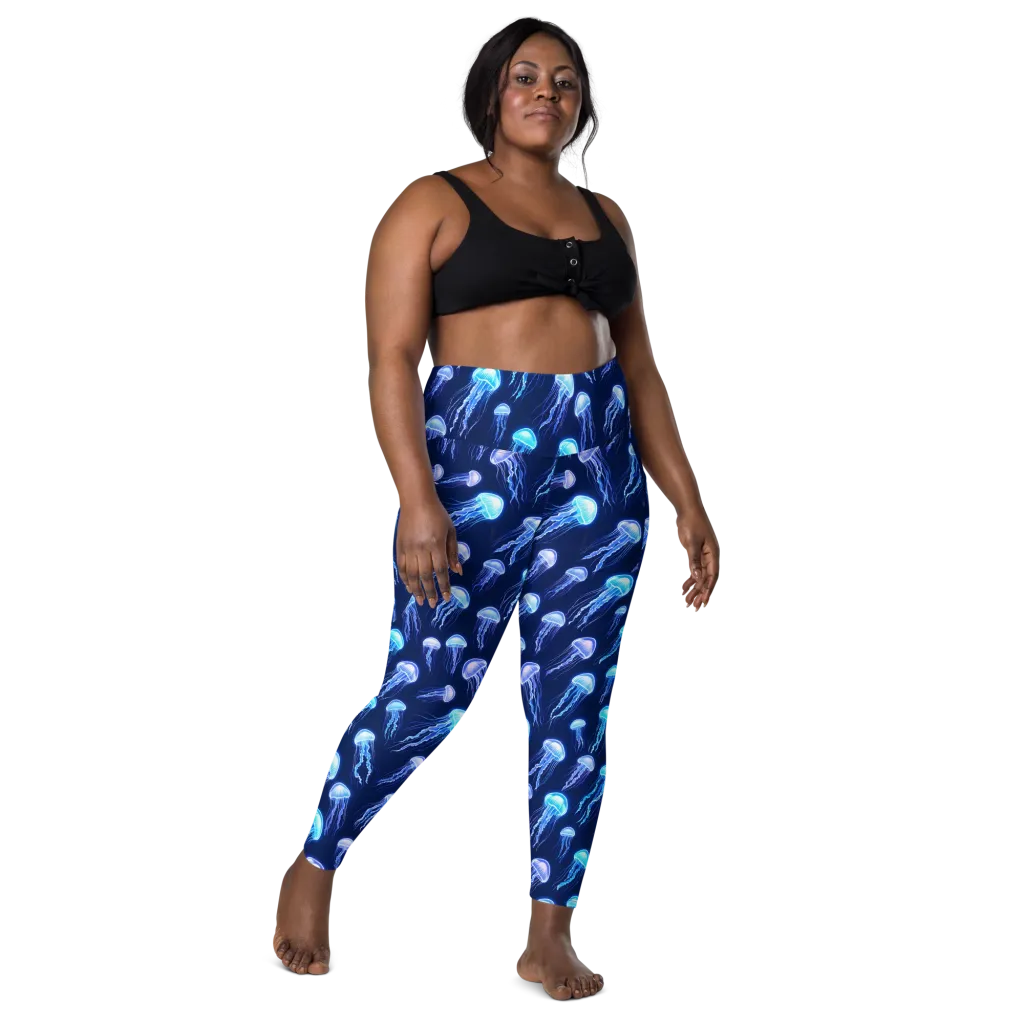 Electric Jellyfish on Leggings with Pockets — Front