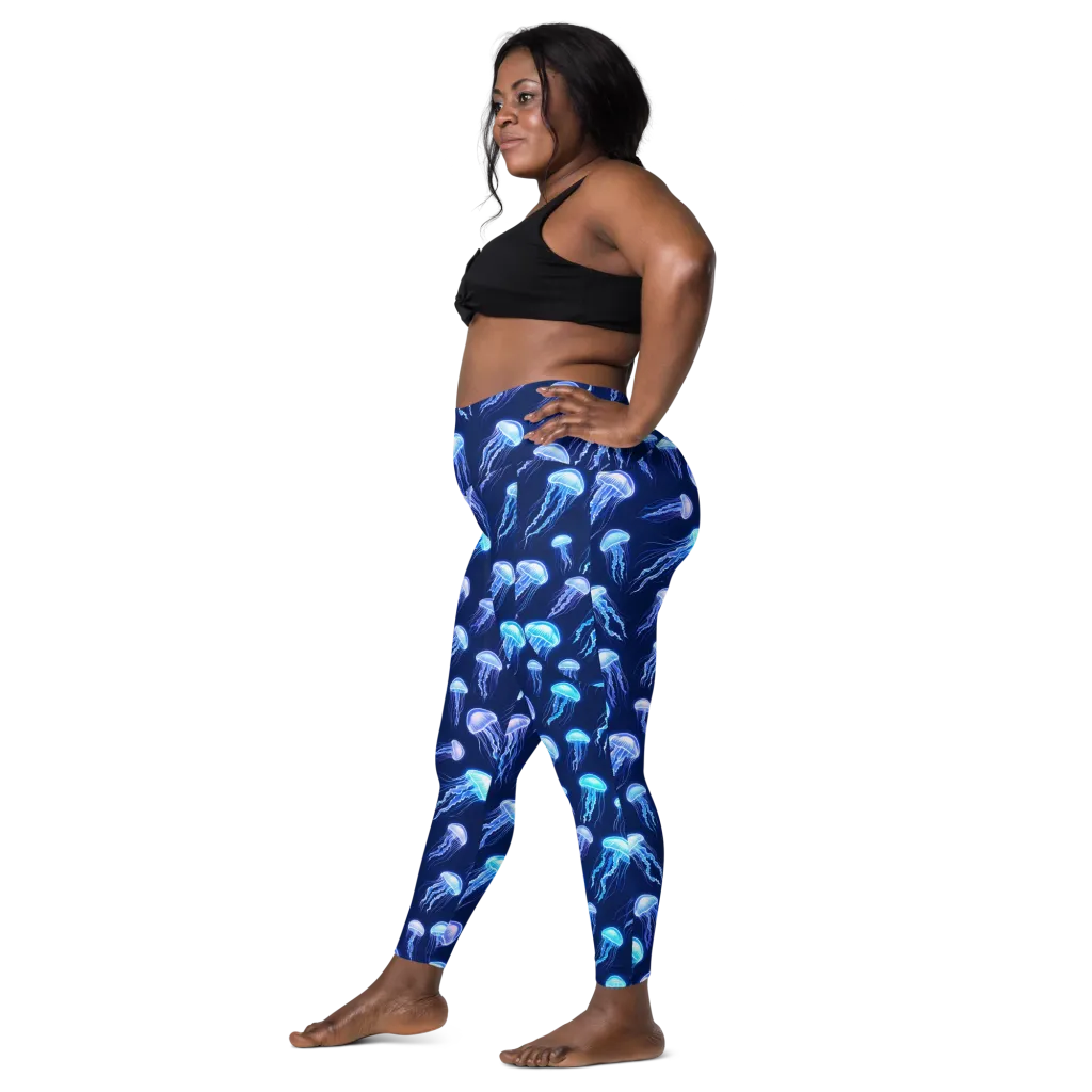 Electric Jellyfish on Leggings with Pockets — Left