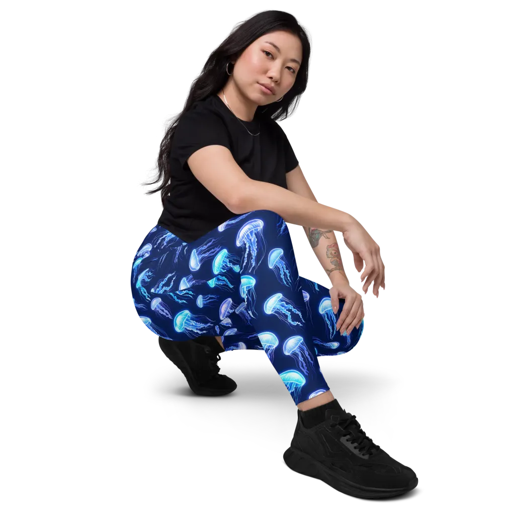 Electric Jellyfish on Leggings with Pockets — Right Front