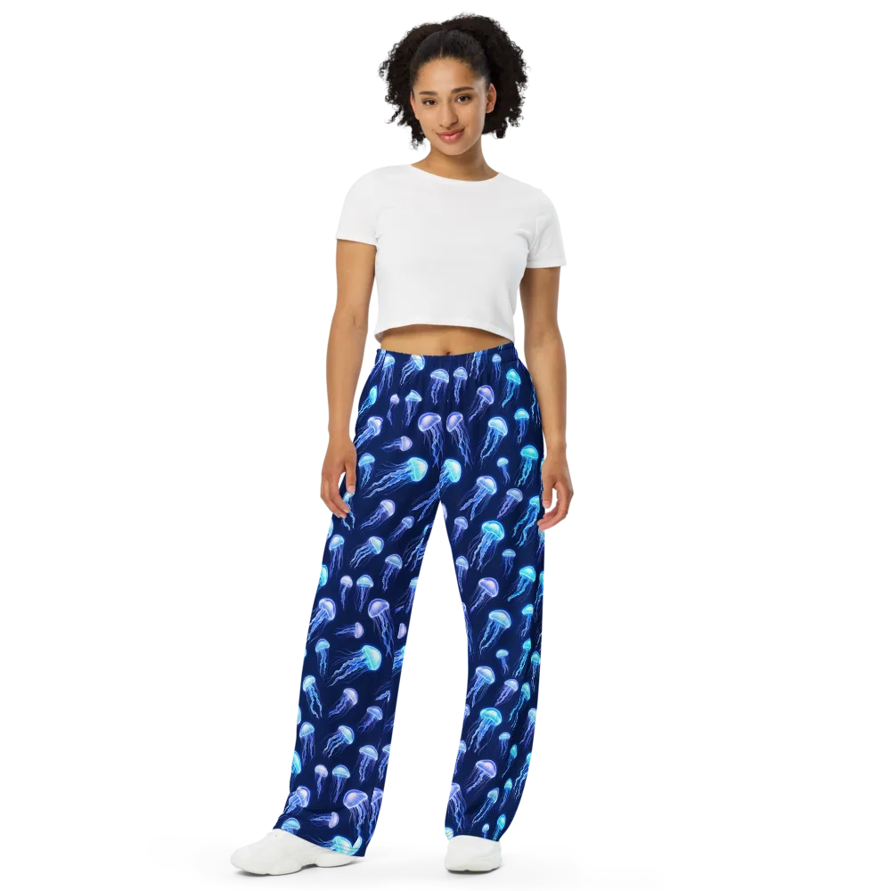 Electric Jellyfish on Wide-Leg Pants — Front