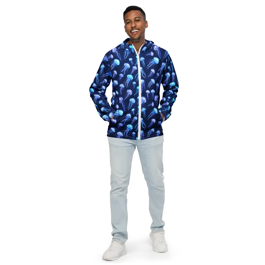 Electric Jellyfish on Men's Windbreaker — Front