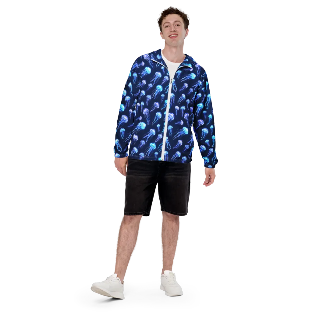 Electric Jellyfish on Men's Windbreaker — Front