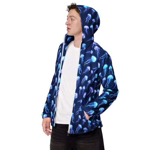 Electric Jellyfish on a Men's Windbreaker